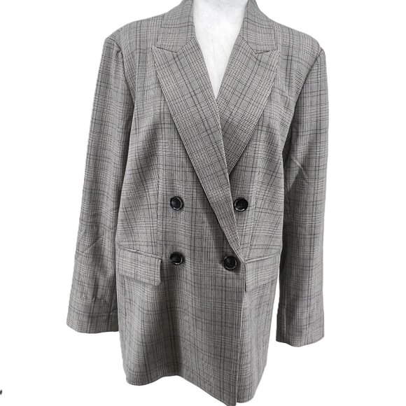 🧥 Women's Ricki's Jacket Size Large – Classic Grey Plaid Preppy Quiet lux - Picture 1 of 13